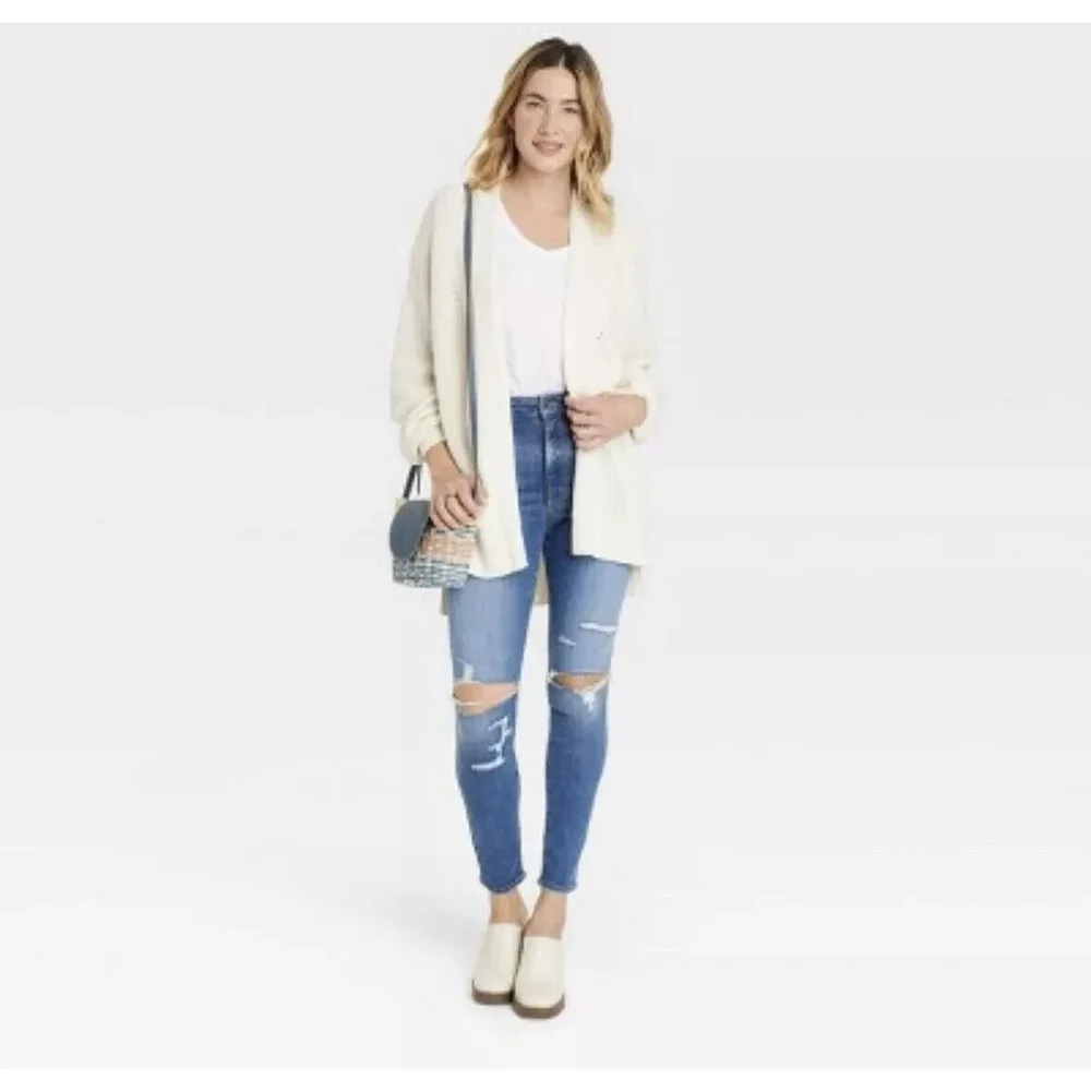 Universal Thread High-Rise Skinny Jeans Medium Wash/Distressed Stretch Plus 22R - Picture 2 of 6